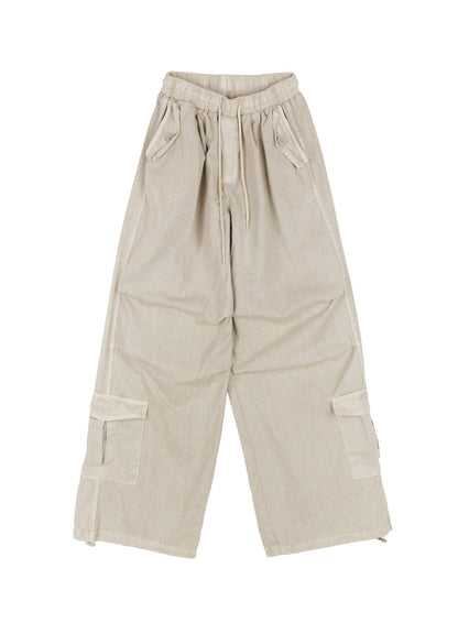 Cargo Washed Wide-Leg Sweatpants IY502