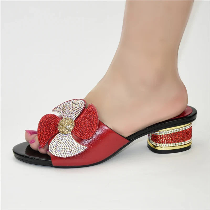 New Fashion Luxury Shoe Women Designers Nigerian Party Pumps Wedding med Heels Plus Size Ladies Sandals with Heels Slip on Shoes