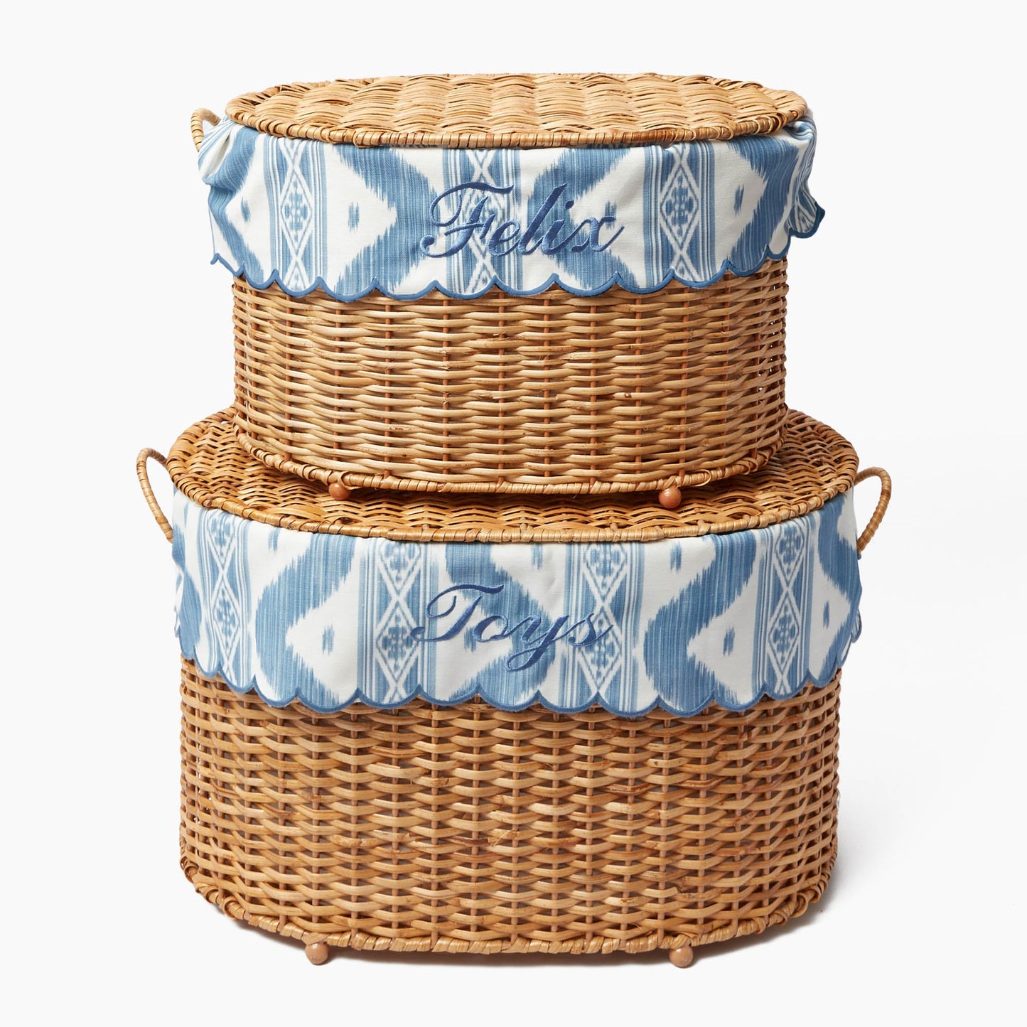 Isabella Rattan Basket with Ikat Liner (Small)