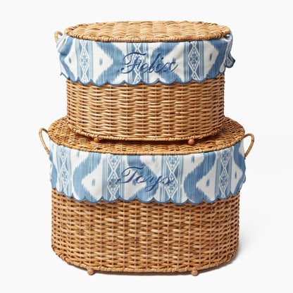 Isabella Rattan Basket with Ikat Liner (Small)