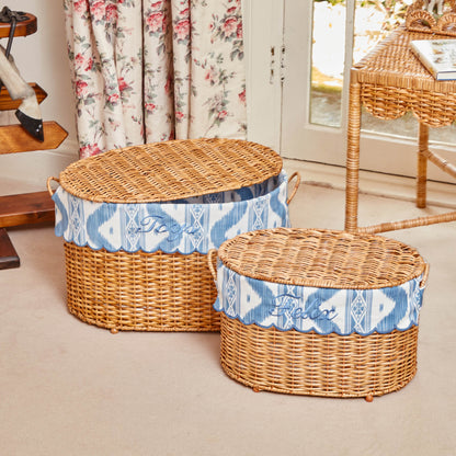 Isabella Rattan Basket with Ikat Liner (Small)