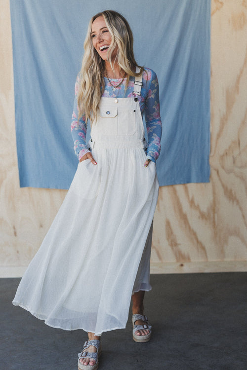 Country Dreams Overalls Dress - Beige - Pre Order