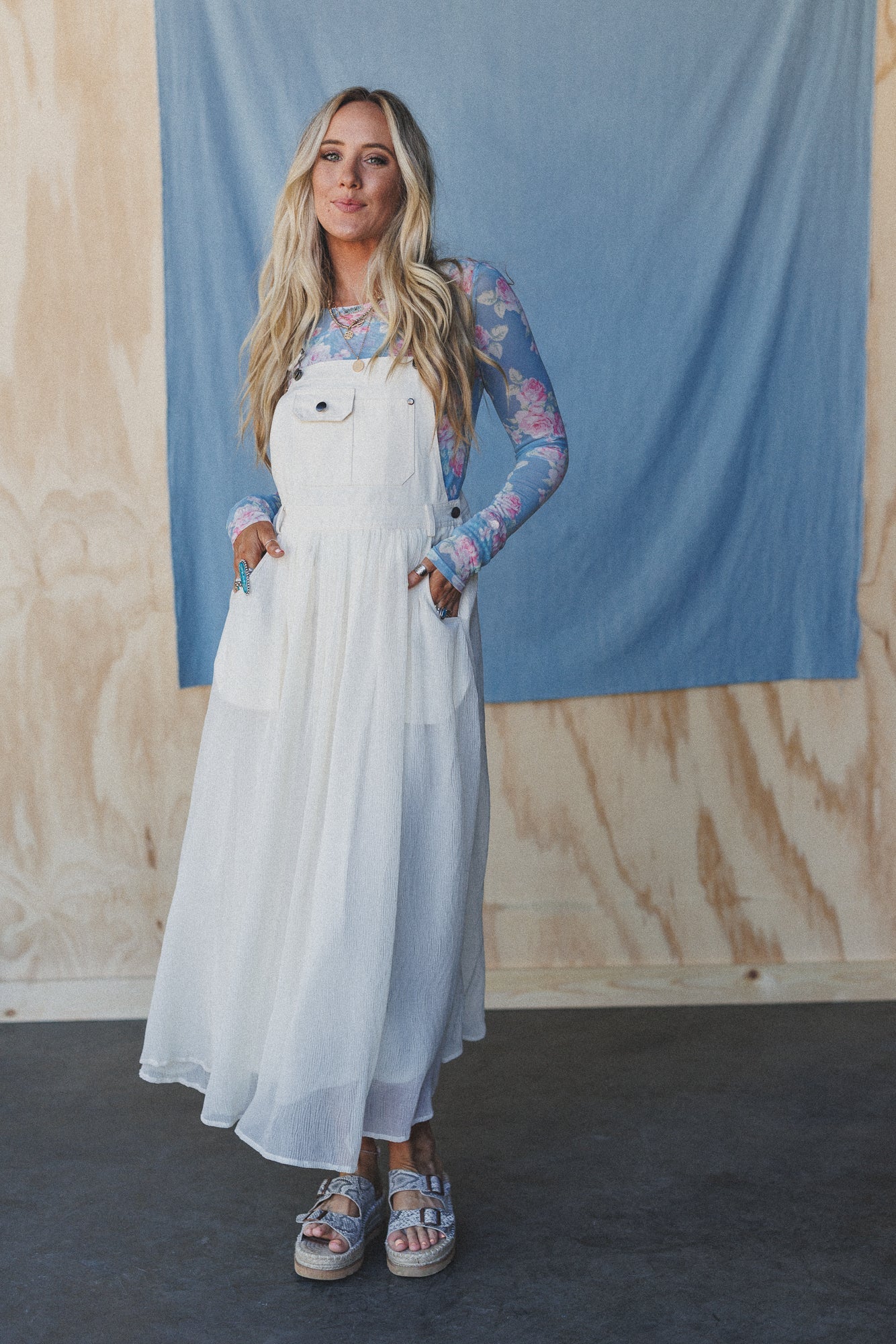 Country Dreams Overalls Dress - Beige - Pre Order