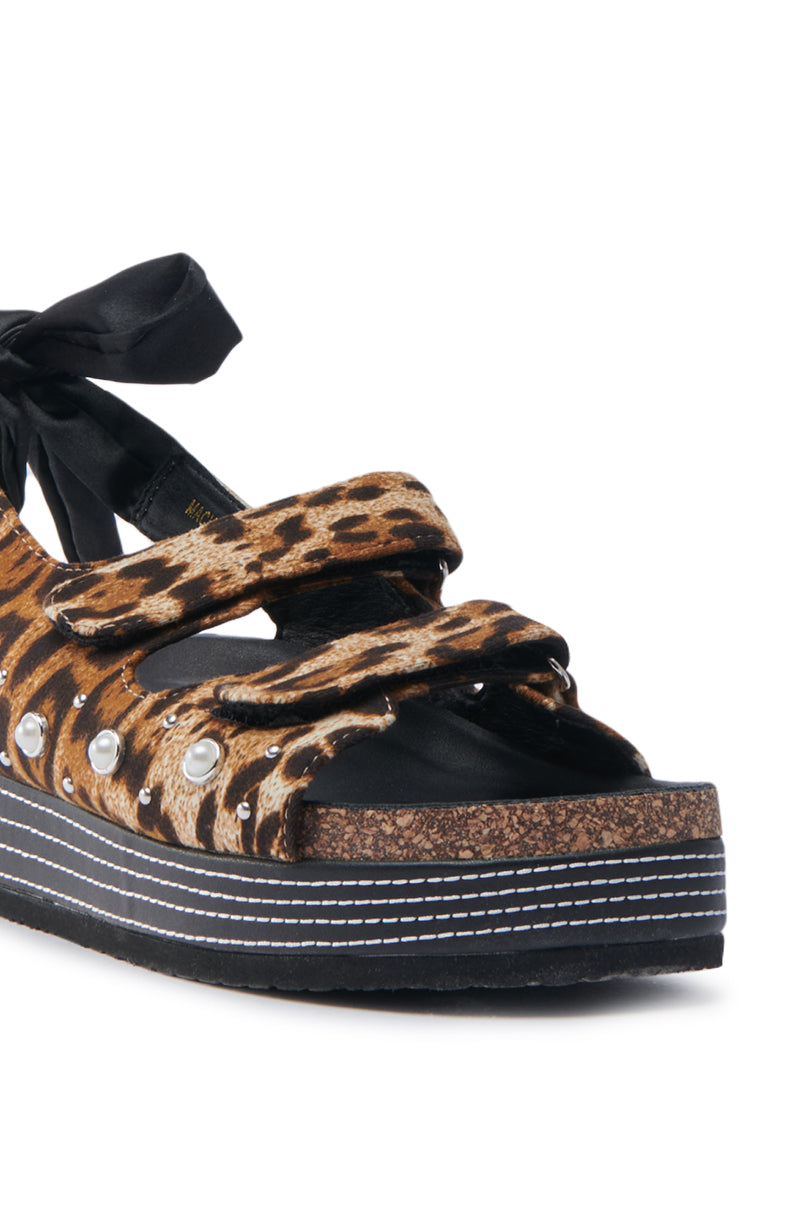 AKIRA MACKLEY LEOPARD FLATFORM SANDAL