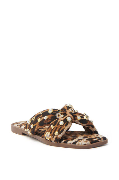AKIRA RAMSEY LEOPARD FLAT SANDAL