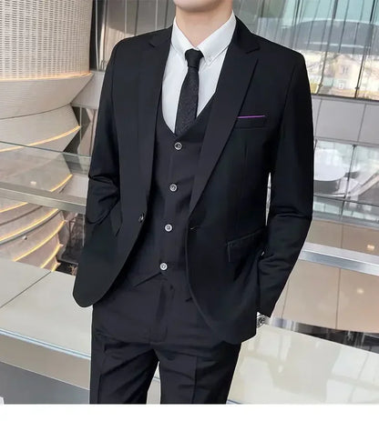 S-9XL New (Blazer+Vest+Pants) Men's Fashion Business Gentleman Professional Formal Dress Korean Version Banquet Dress Suit 6XL
