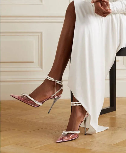 Clearance!!! Luxury Rhinestones Transparent PVC High quality Women Pumps Sandals Fashion Summer Stiletto High heels Party Shoes