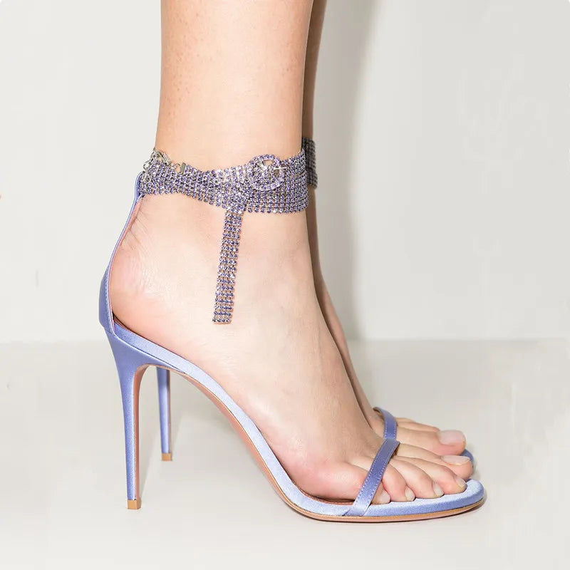 Clearance!!! Luxury Rhinestones Transparent PVC High quality Women Pumps Sandals Fashion Summer Stiletto High heels Party Shoes