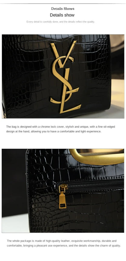 High-grade light luxury handbag 2024 new autumn and winter fashion Tote bag women's crocodile print single shoulder crossbodybag
