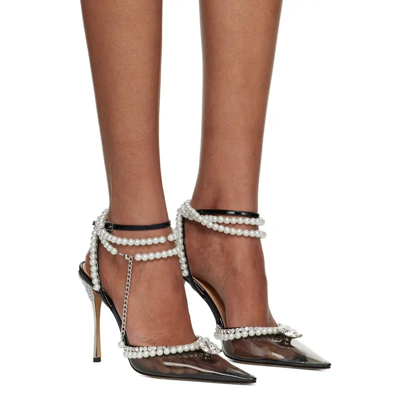 Clearance!!! Luxury Rhinestones Transparent PVC High quality Women Pumps Sandals Fashion Summer Stiletto High heels Party Shoes
