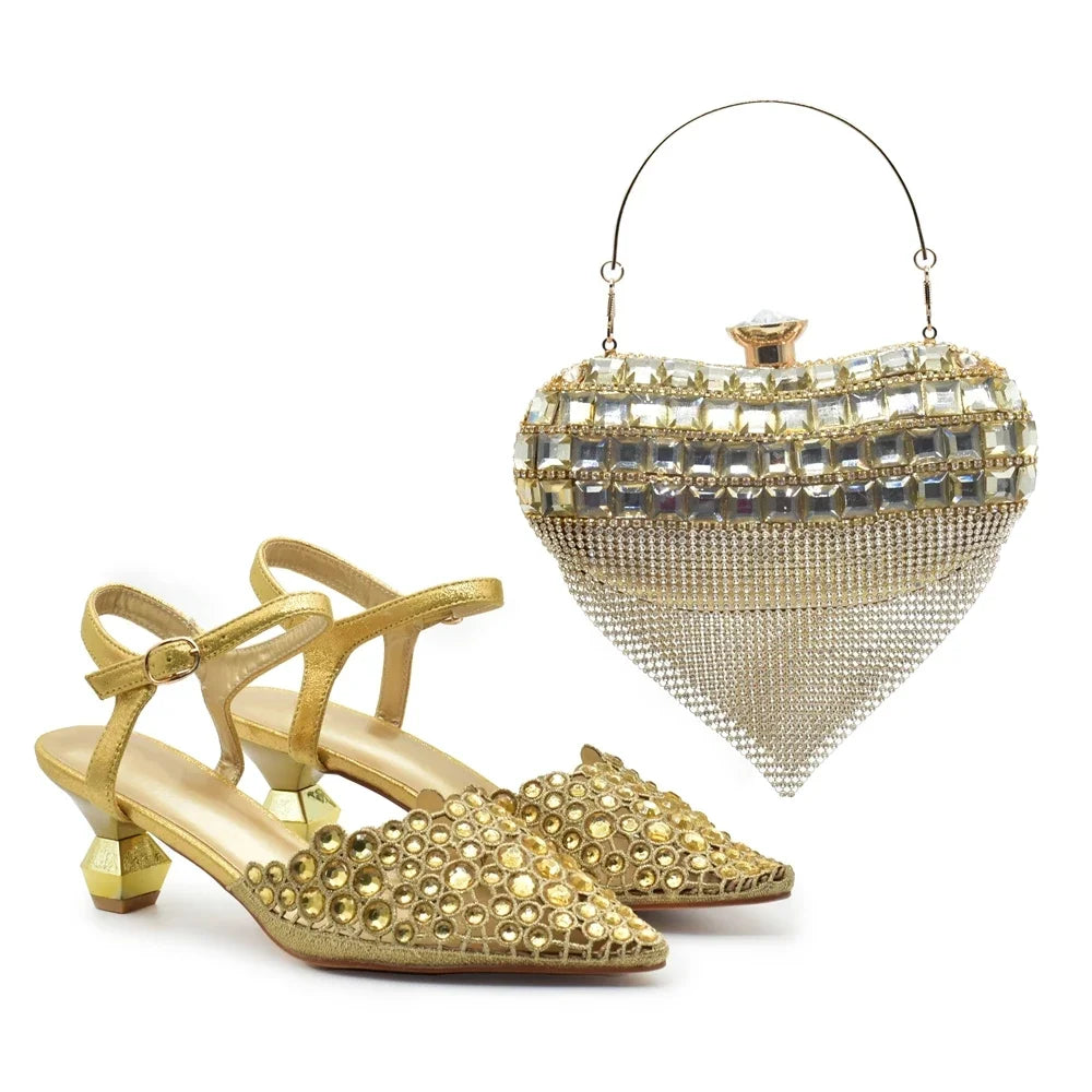 Hot Selling Pointed Toe Ladies Shoes Matching Bag Set for Nigeran Wedding Party Pumps Shoes for Women 2025 Designer Luxury