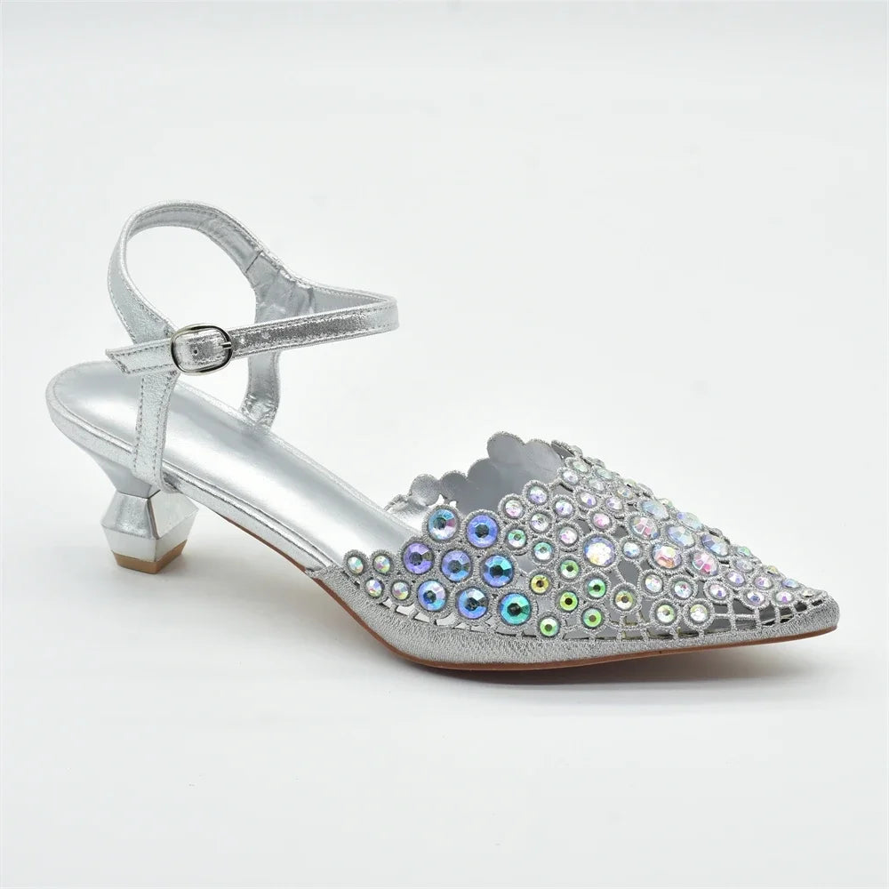 Hot Selling Pointed Toe Ladies Shoes Matching Bag Set for Nigeran Wedding Party Pumps Shoes for Women 2025 Designer Luxury