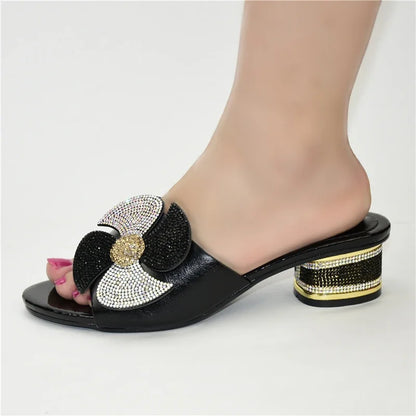 New Fashion Luxury Shoe Women Designers Nigerian Party Pumps Wedding med Heels Plus Size Ladies Sandals with Heels Slip on Shoes