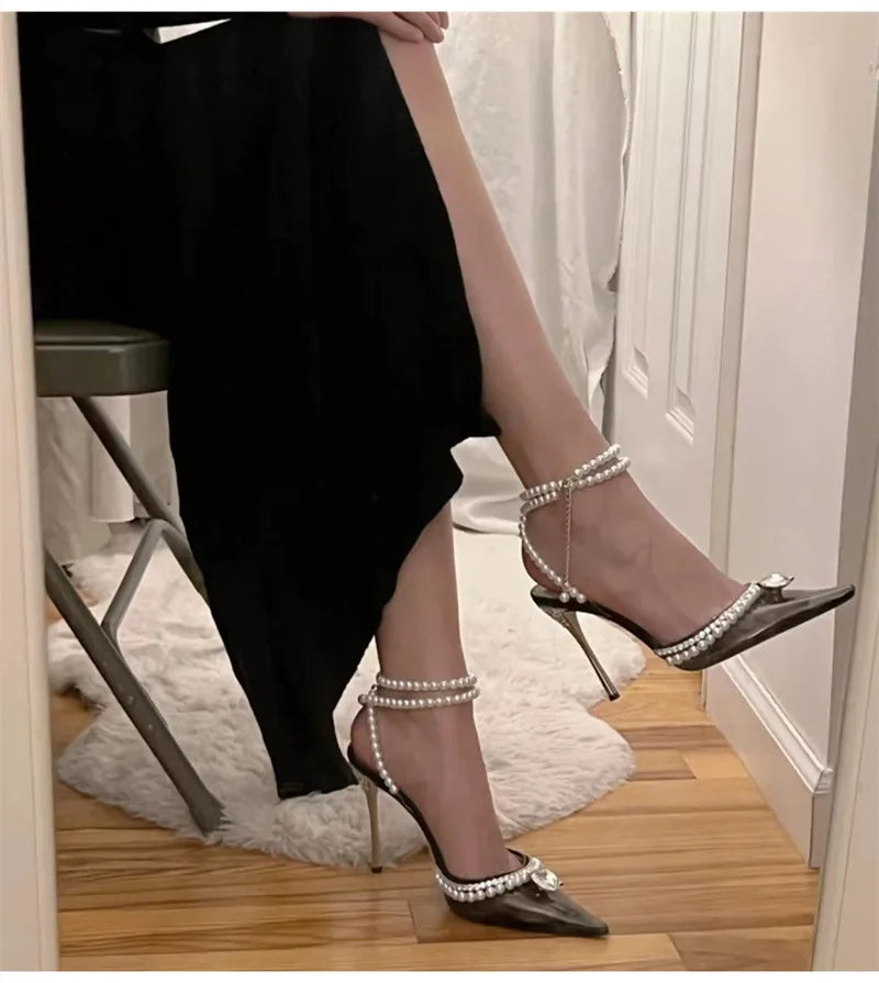 Clearance!!! Luxury Rhinestones Transparent PVC High quality Women Pumps Sandals Fashion Summer Stiletto High heels Party Shoes