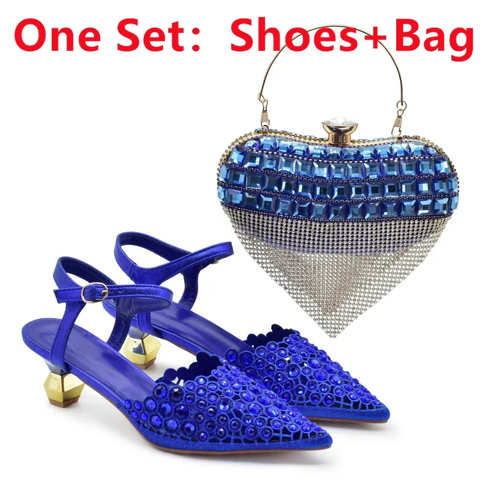 Hot Selling Pointed Toe Ladies Shoes Matching Bag Set for Nigeran Wedding Party Pumps Shoes for Women 2025 Designer Luxury