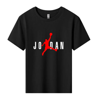 JD Letter Print Summer Cotton Kids Brand Sports Short Sleeve Kids Girls T-shirt Boy Fashion Sports short sleeve Children's Tops