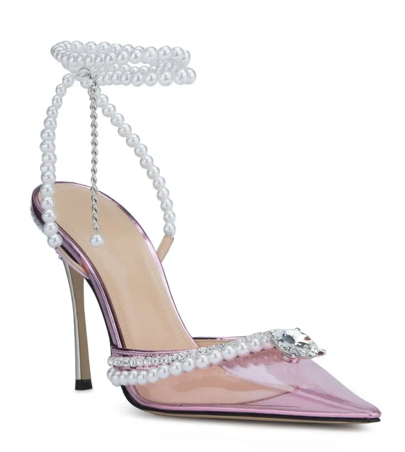 Clearance!!! Luxury Rhinestones Transparent PVC High quality Women Pumps Sandals Fashion Summer Stiletto High heels Party Shoes