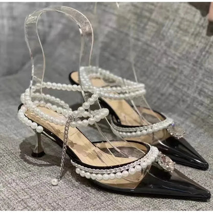 Clearance!!! Luxury Rhinestones Transparent PVC High quality Women Pumps Sandals Fashion Summer Stiletto High heels Party Shoes
