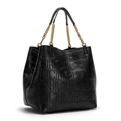 CH Superior Sense of Solid Colour Simple Style Ladies Large Capacity Tote Bag Daily Commuting Fashion Style Ladies Versatile