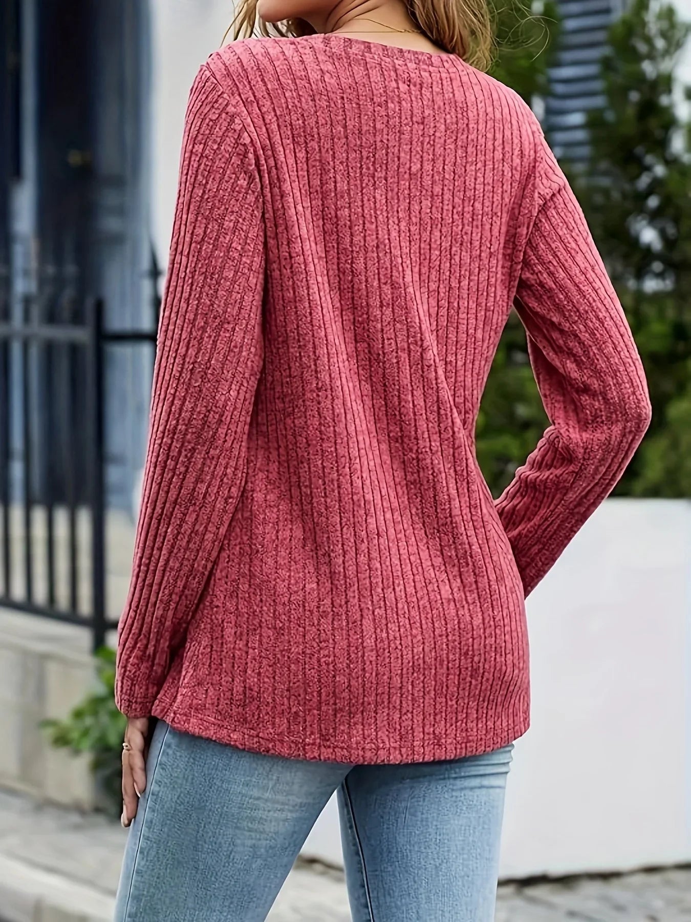 Sweaters for Women Dressy Long Sleeve Tunic Tops Casual Side Split V Neck Shirts Work Office Blouses 2025 Fall Outfits