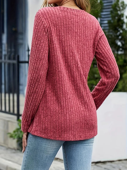 Sweaters for Women Dressy Long Sleeve Tunic Tops Casual Side Split V Neck Shirts Work Office Blouses 2025 Fall Outfits