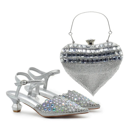 Hot Selling Pointed Toe Ladies Shoes Matching Bag Set for Nigeran Wedding Party Pumps Shoes for Women 2025 Designer Luxury