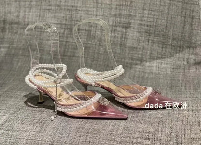 Clearance!!! Luxury Rhinestones Transparent PVC High quality Women Pumps Sandals Fashion Summer Stiletto High heels Party Shoes