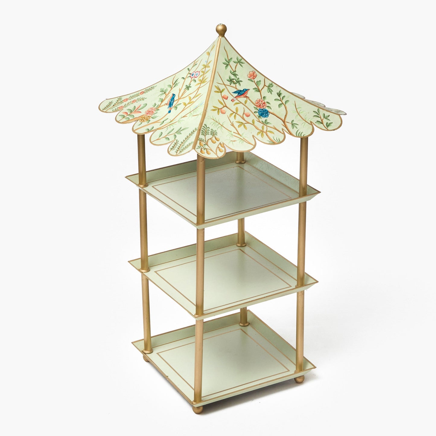 Chinoiserie Tole Three Tier Pagoda Stand