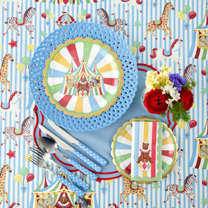 Blue Basketweave Dinner Plates (Set of 4)