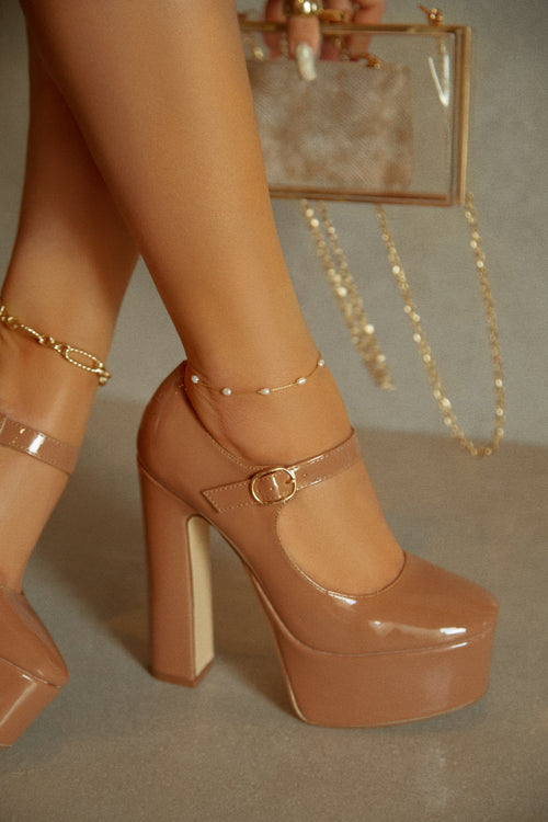 Bella Platform Block Heels - Camel