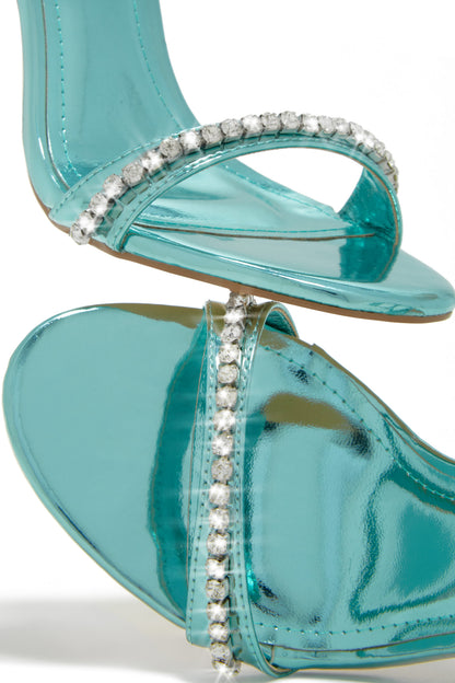 First Date Ankle Strap High Heels - Blue