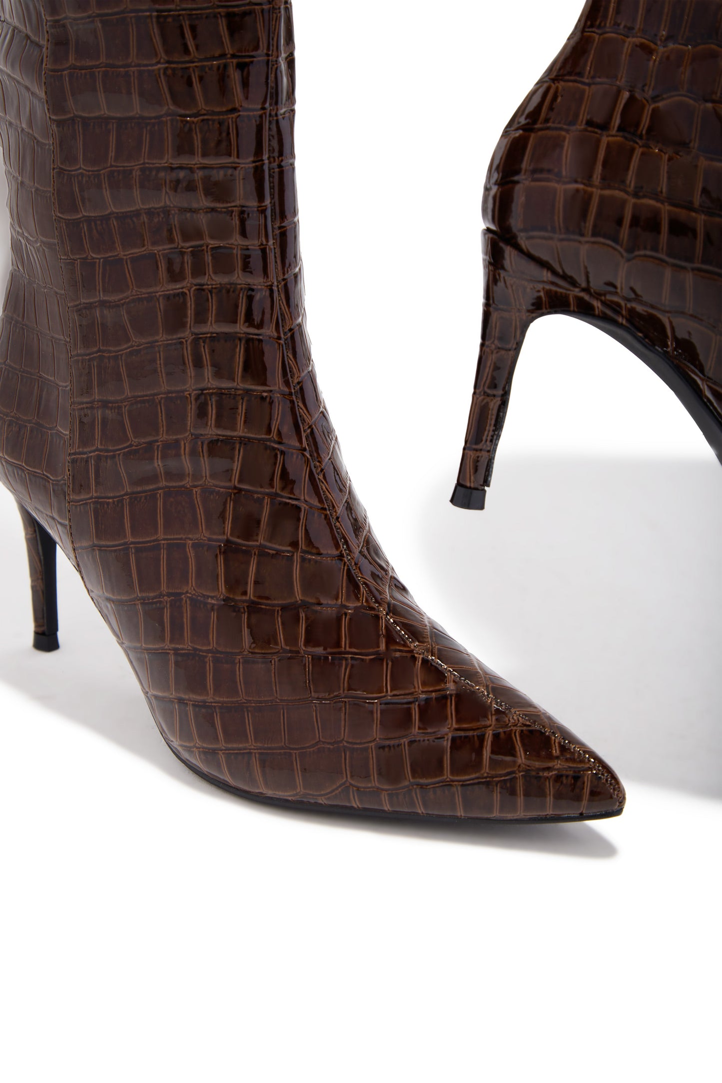 Chrissy Mid Heel Boots - Brown