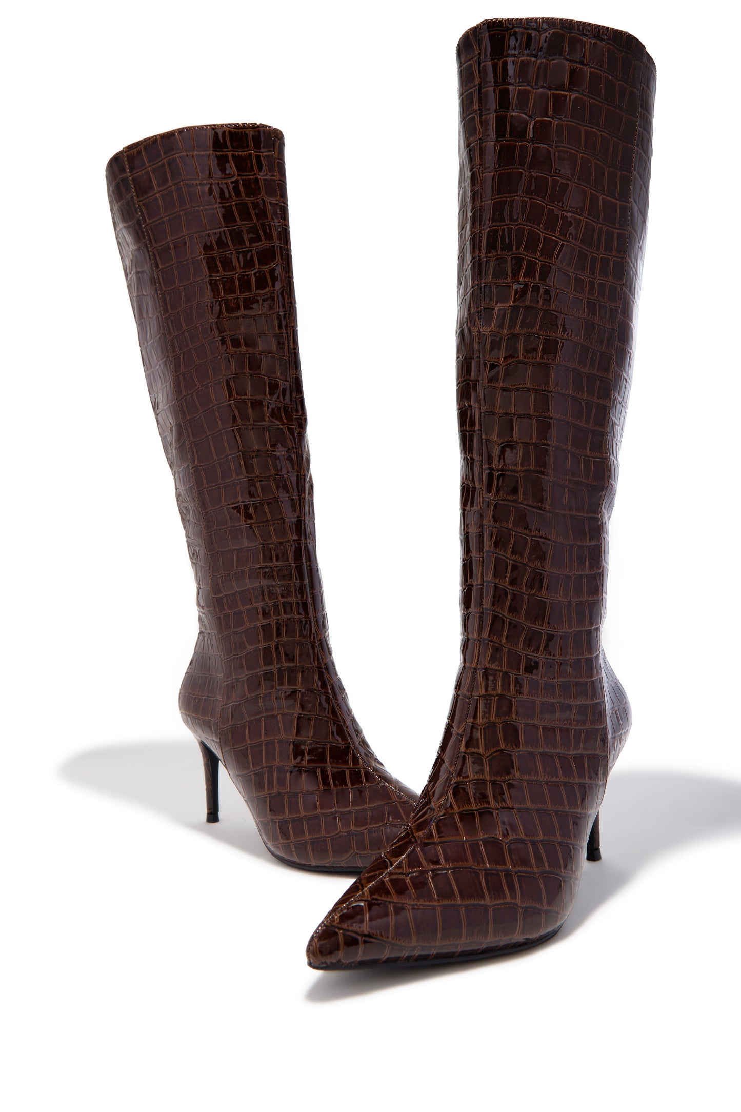 Chrissy Mid Heel Boots - Brown