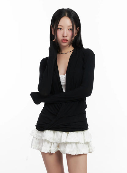 Casual V-Neck Long Sleeve Top CN528