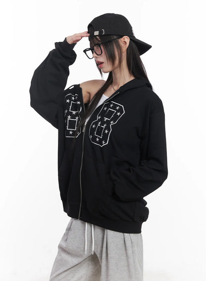 "88" Oversized Zip-Up Hoodie CU519