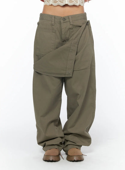 Adjustable Wide Leg Cargo Pants CA516