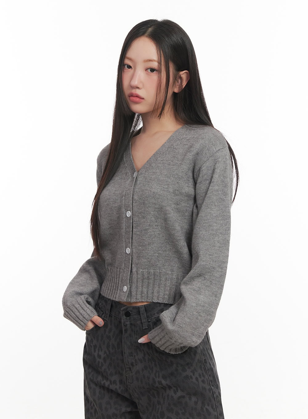 Classic Button V-Neck Cardigan CF524