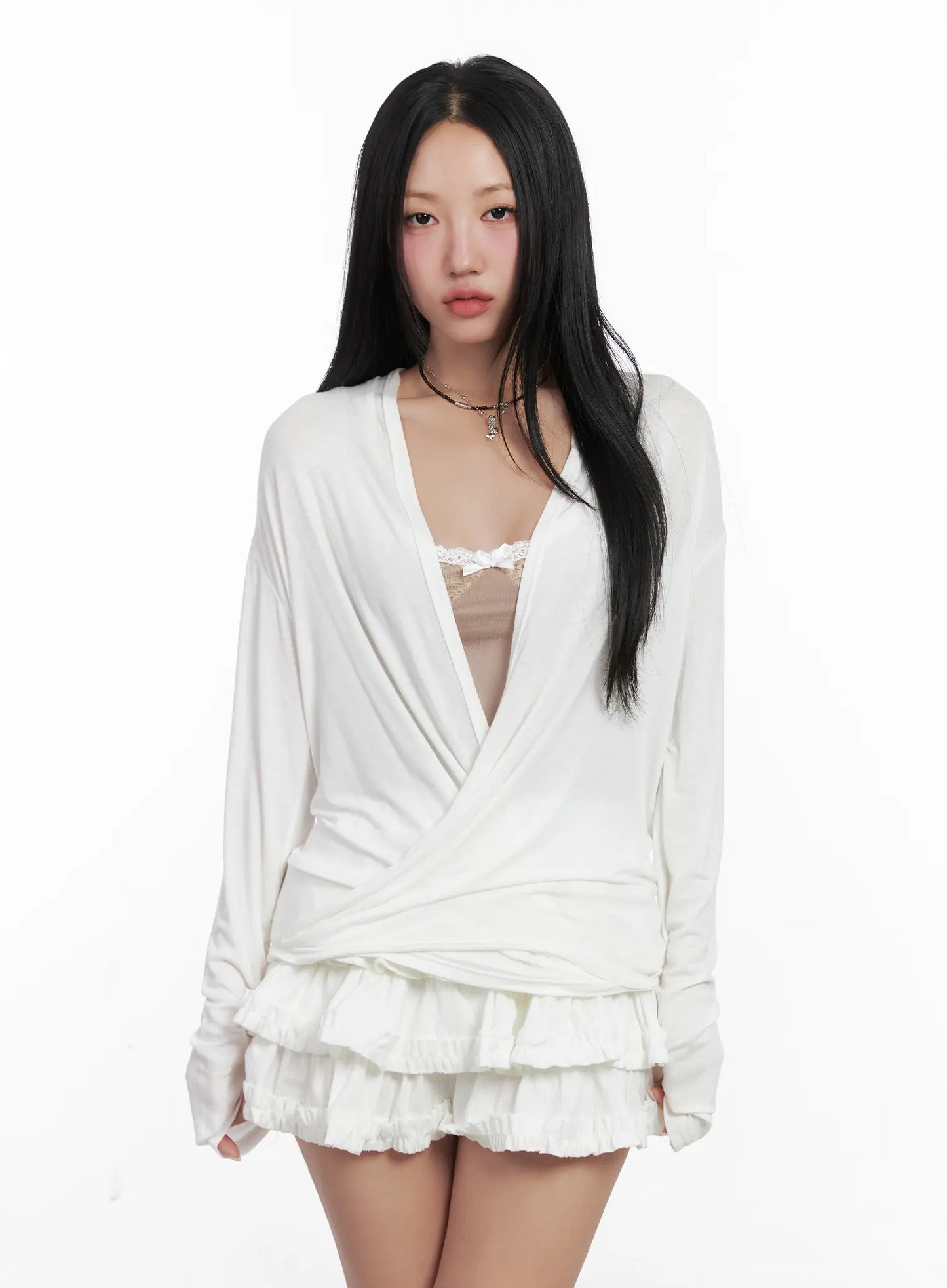 Casual V-Neck Long Sleeve Top CN528
