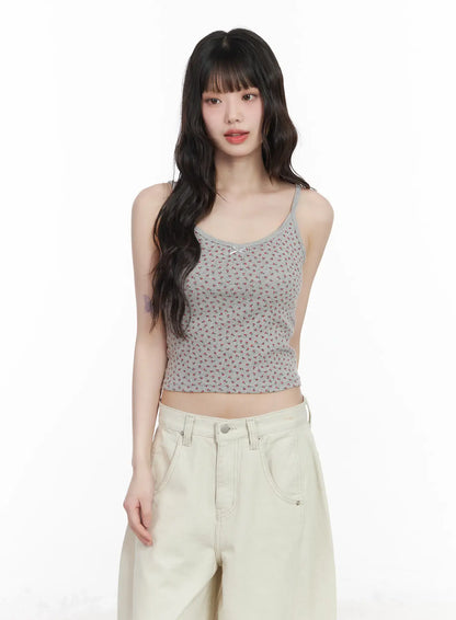 Cherry Print Ribbon Cami Top CM526
