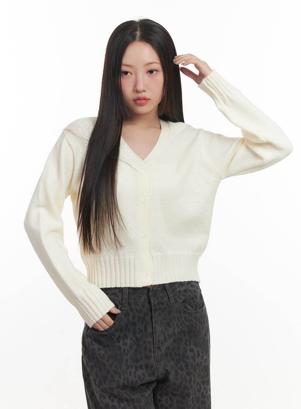 Classic Button V-Neck Cardigan CF524