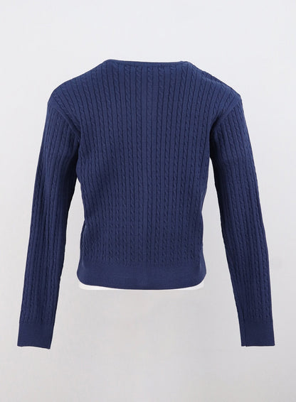 Cable Knit Round Neck Cardigan OS305