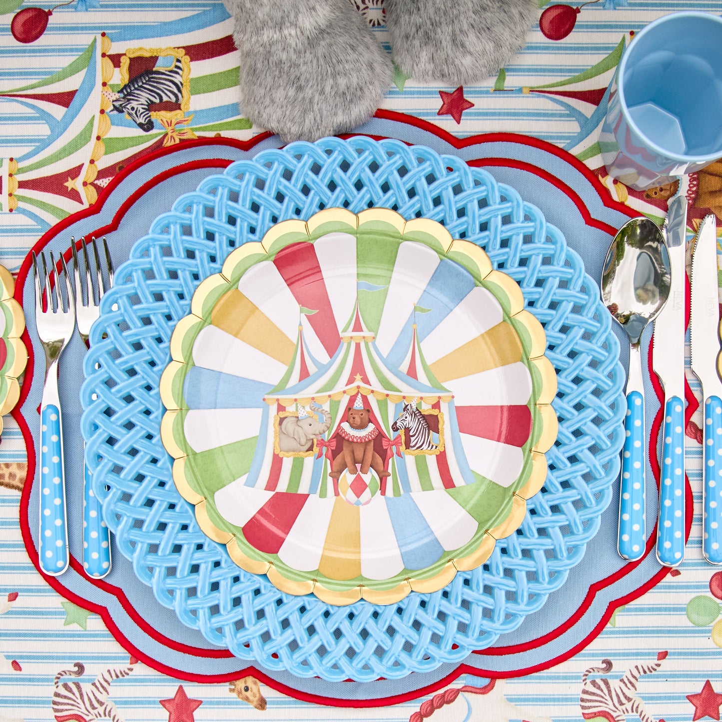 Blue Basketweave Dinner Plates (Set of 4)