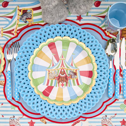 Blue Basketweave Dinner Plates (Set of 4)
