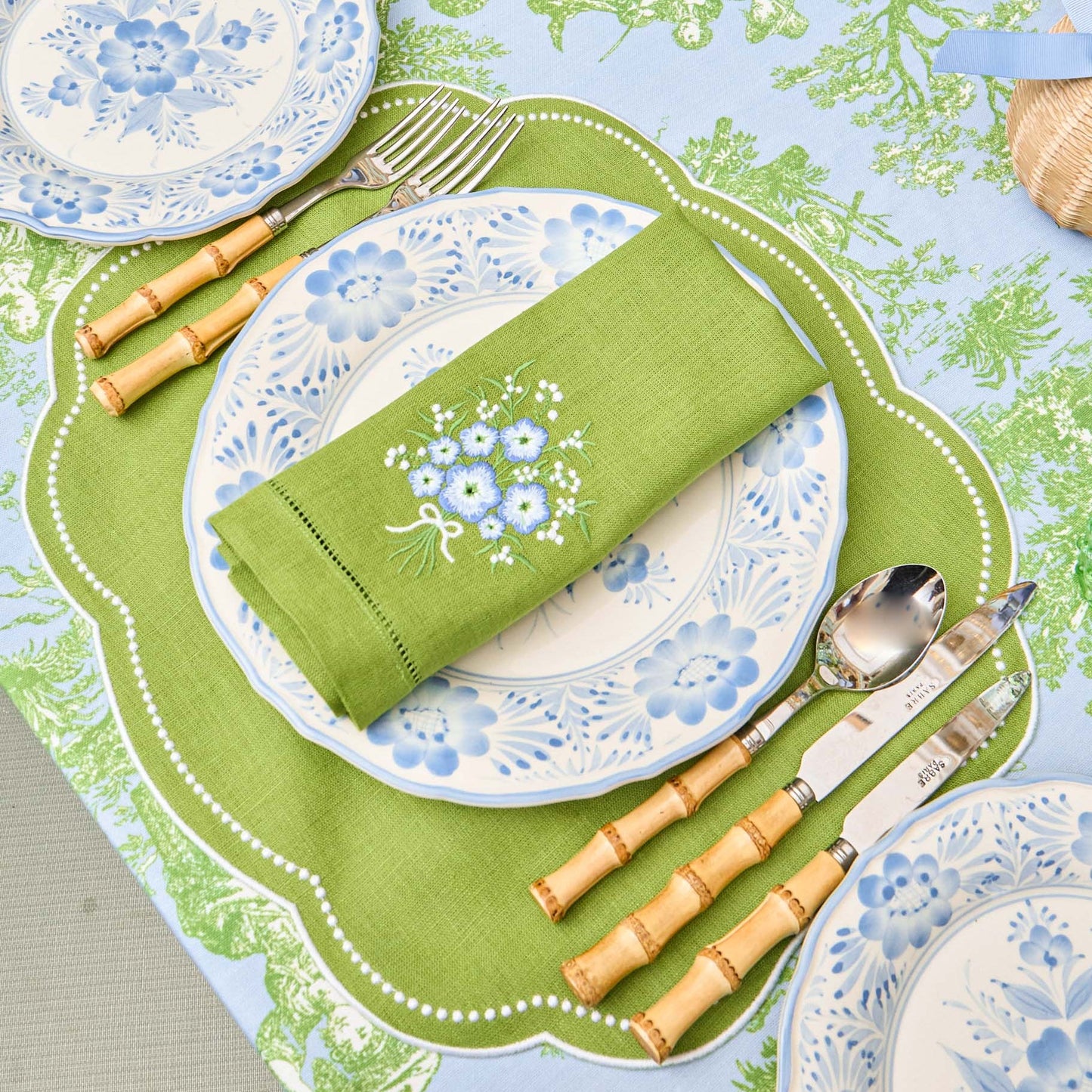 Green Eloise Linen Placemats (Set of 4)