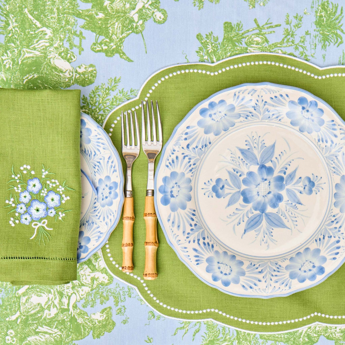 Green Eloise Linen Placemats (Set of 4)