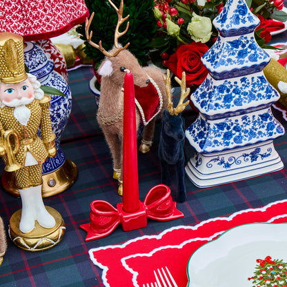 Red Ceramic Bow Candleholder (Pair)