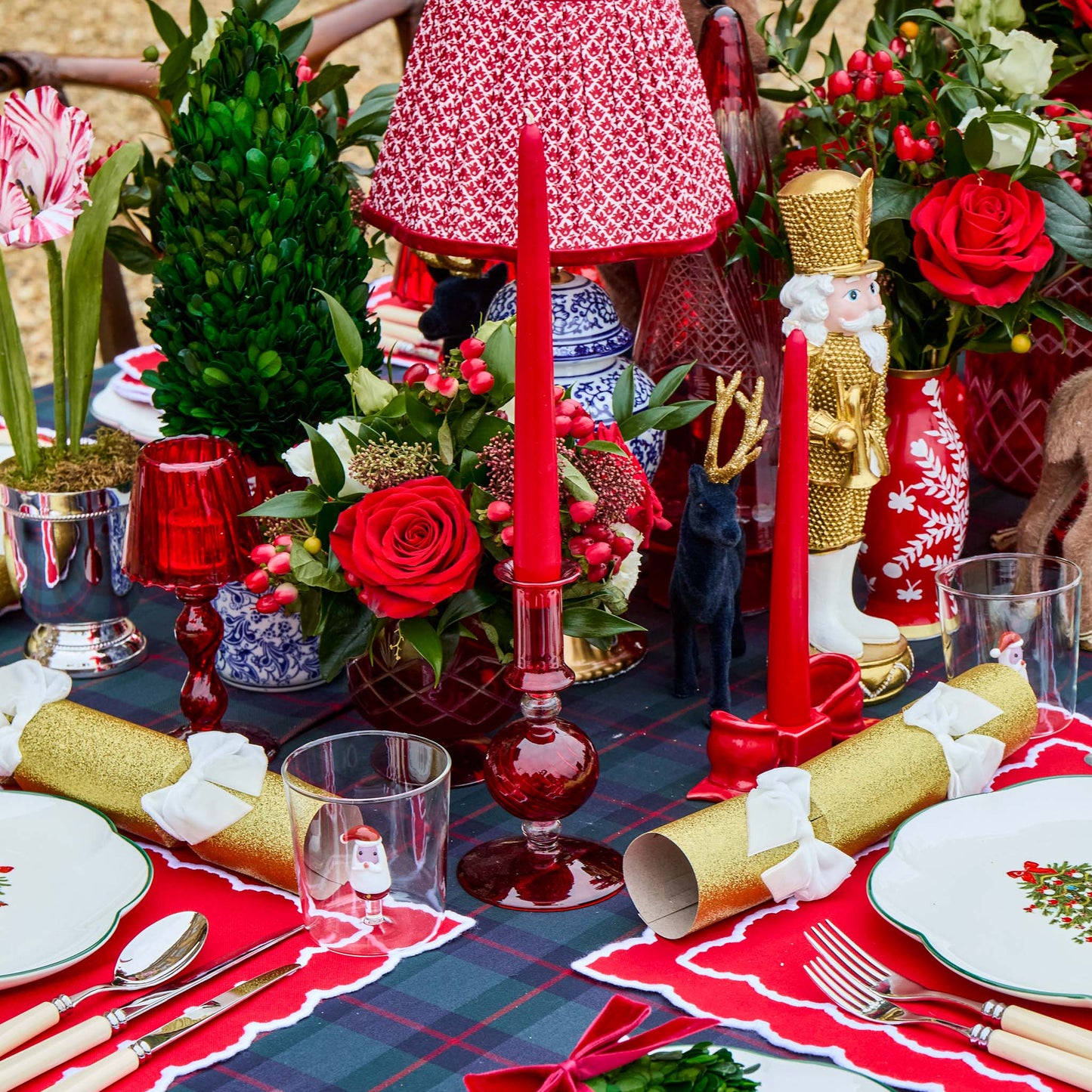 Red Ceramic Bow Candleholder (Pair)