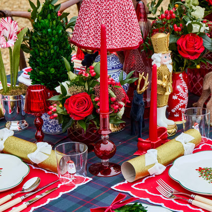 Red Ceramic Bow Candleholder (Pair)