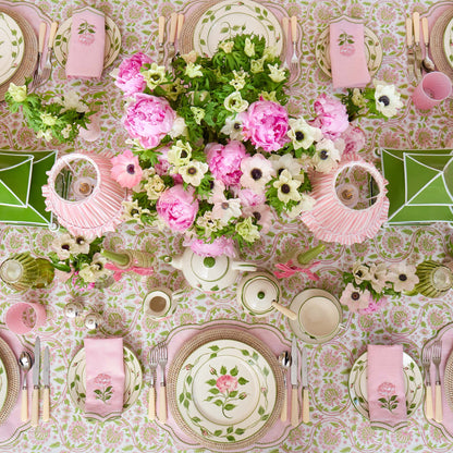 Pink Rose Embroidered Linen Napkins (Set of 4)