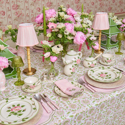 Pink Rose Embroidered Linen Napkins (Set of 4)
